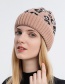 Fashion Pink Leopard-print Knitted Hollow Top Hat