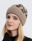 Fashion Pink Leopard-print Knitted Hollow Top Hat