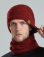 Fashion Wine Red Woolen Knitted Label Scarf Set