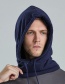 Fashion Navy Fleece Hooded Scarf Mask Set