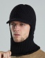 Fashion Black Short Brim Woolen Knitted Pullover Cap And Scarf Set