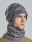 Fashion Black Gray Woolen Knitted Label Scarf Hat Set