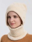 Fashion Grey Woolen Knitted Button Cap And Scarf Set