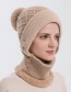 Fashion Khaki Woolen Knitted Button Hood Scarf Set