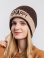 Fashion Coffee Woolen Knit Letter Flanging Cap