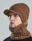 Fashion Grey Woolen Knitted Long Brim Hat And Scarf Set