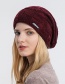 Fashion Wine Red Woolen Knitted Label Cap