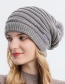 Fashion Fur Ball Single Hat Beige Woolen Knit Wool Ball Cap