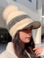 Fashion Khaki Rabbit Fur Knitted Wool Ball Long Brim Baseball Cap