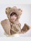 Fashion Light Pink Plush Hat Scarf Gloves All-in-one Suit With Ears