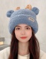Fashion Milky White Christmas Antlers Knitted Wool Beanie