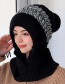 Fashion Adult Black All-in-one Set Of Knitted Woolen Cap And Scarf