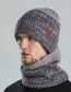Fashion Two-color (gray) Woolen Knitted Flanging Cap And Scarf Set