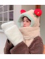Fashion Khaki Lamb Wool Strawberry Ears Scarf Hat Gloves All-in-one Suit