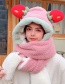 Fashion Pink Lamb Wool Strawberry Ears Scarf Hat Gloves All-in-one Suit