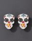 Fashion 2# Halloween Colored Diamond Drop Oil Skull Earrings