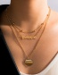 Fashion Gold Color Multilayer Necklace With Alloy Geometric Plaque Letters