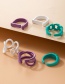 Fashion Color Alloy Spray Paint Chain Horn Opening Ring Set