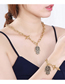 Fashion Gold Color Titanium Steel Palm Ot Buckle Necklace And Bracelet Set