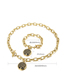 Fashion Gold Color Stainless Steel Tree Of Life Medal Necklace And Bracelet Set