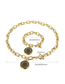 Fashion Steel Color Stainless Steel Round Brand Ot Buckle Chain Necklace Bracelet Set