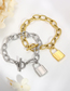Fashion Silver Color Titanium Steel Gold Lock Ot Buckle Bracelet Necklace Set