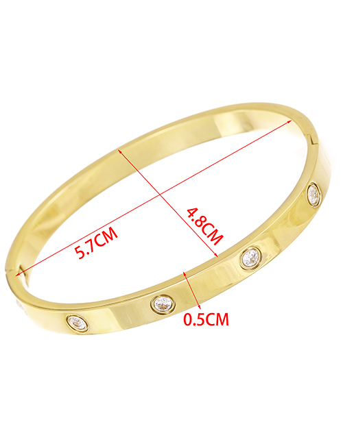 Fashion Gold Titanium Steel Inlaid Zirconium Geometric Bracelet