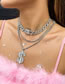 Fashion Silver Color Alloy Flash Diamond Letter Multi-layer Claw Chain Necklace