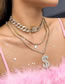 Fashion Silver Color Alloy Flash Diamond Letter Multi-layer Claw Chain Necklace