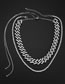 Fashion Silver Color Alloy Diamond Geometric Chain Double Necklace