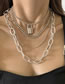Fashion Silver Color Metal Chain Small Lock Multilayer Necklace