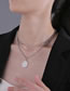 Fashion Silver Color Stainless Steel Round Brand Multi-layer Necklace