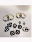 Fashion 10# Metal Heart Checkerboard Stud Earrings