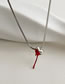 Fashion Silver Color Titanium Steel Lava Heart Tassel Necklace