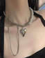 Fashion Silver Color Titanium Steel Love Heart Stitching Necklace
