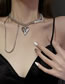 Fashion Silver Color Titanium Steel Love Heart Stitching Necklace