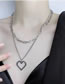Fashion Silver Color Titanium Steel Mosaic Love Heart Multilayer Necklace