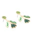 Fashion Green Metallic Colored Diamond Oil Drop Flower Earrings