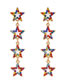 Fashion Color Metallic Colored Diamond Five-pointed Star Stud Earrings