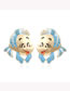 Fashion Blue Alloy Drop Oil Color Diamond Clownfish Earrings