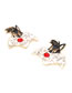 Fashion Black And White Alloy Diamond Drop Oil Cartoon Cat Earrings