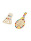 Fashion Color Alloy Colored Diamond Badminton Racket Asymmetrical Earrings