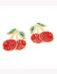 Fashion Red Alloy Color Diamond Cherry Stud Earrings