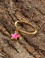 Fashion Rose Red Copper Inlaid Zirconium Drop Oil Star Ring