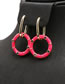 Fashion Pink Copper Drop Oil Inlaid Zirconium Circle Ear Ring