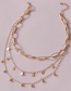 Fashion Gold Color Alloy Disc Round Bead Tassel Chain Multi-layer Necklace