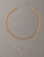 Fashion Gold Color Alloy Buckle Disc Chain Multi-layer Necklace