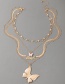 Fashion Gold Color Alloy Butterfly Snake Bone Chain Letter Multilayer Necklace