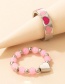 Fashion Pink Alloy Dripping Love Geometric Beaded Ring Set