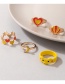 Fashion Gold Color Alloy Drip Oil Love Shell Moon Ring Set